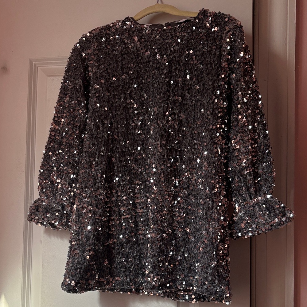 Mango Girls Grey Sequin Party Dress for Special Occasions!